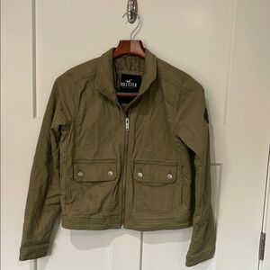 Hollister Khaki Green Cropped  Zip-Up Jacket Sz XS